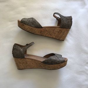 Toms Bronze metallic platform wedge shoes